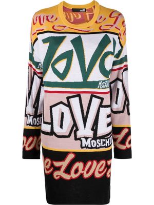 Love Moschino logo colour-block knitted dress - Yellow