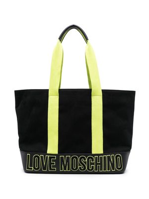 Love Moschino logo-embroidered colour-block tote bag - Black