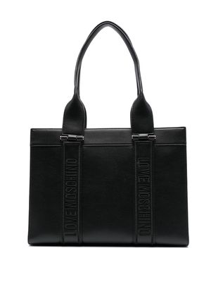 Love Moschino logo-embroidered tote bag - Black