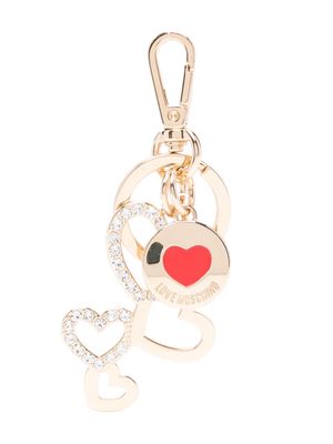 Love Moschino logo-engraved heart charm keyring - Gold