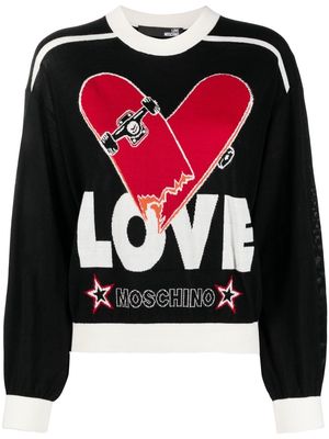 Love Moschino logo-intarsia jumper - Black