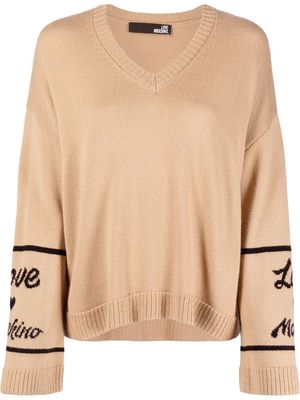 Love Moschino logo intarsia knitted jumper - Neutrals
