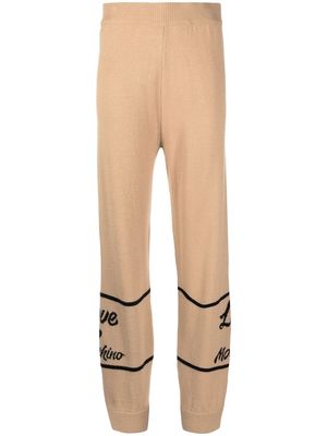 Love Moschino logo intarsia knitted trousers - Neutrals