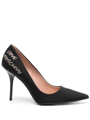 Love Moschino logo-lettering 100mm textured pumps - Black