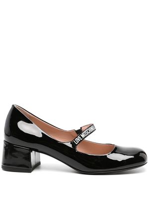 Love Moschino logo-lettering 50mm leather pumps - Black