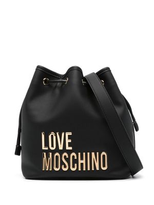 Love Moschino logo-lettering bucket bag - Black
