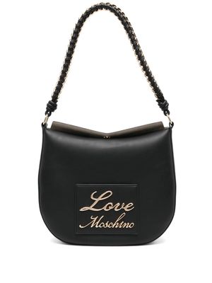 Love Moschino logo-lettering chain-link shoulder bag - Black