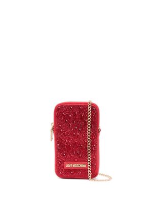 Love Moschino logo-lettering crystal-embellished crossbody bag - Red