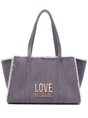 Love Moschino logo-lettering denim shoulder bag - Blue