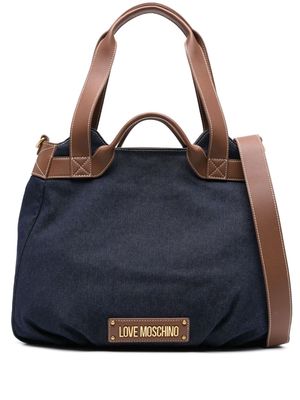 Love Moschino logo-lettering denim tote bag - Blue