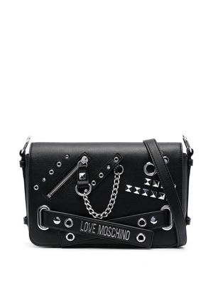 Love Moschino logo-lettering embellished shoulder bag - Black