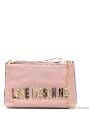 Love Moschino logo-lettering faux-leather crossbody bag - Pink