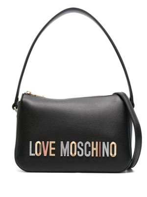 Love Moschino logo-lettering faux-leather shoulder bag - 000 NERO