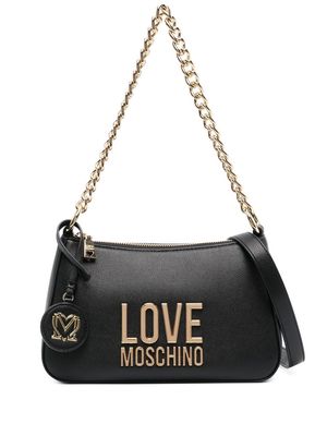 Love Moschino logo-lettering faux leather shoulder bag - Black