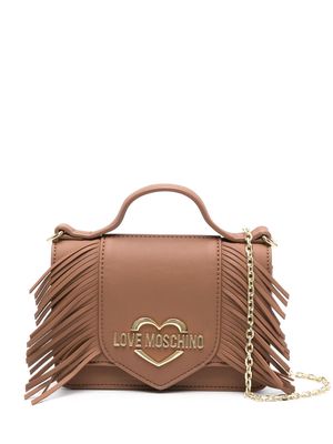 Love Moschino logo-lettering fringed tote bag - Brown