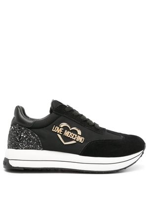 Love Moschino logo-lettering glitter sneakers - Black