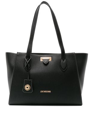 Love Moschino logo-lettering grained tote bag - Black