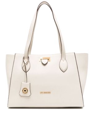 Love Moschino logo-lettering grained tote bag - Neutrals