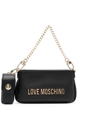 Love Moschino logo-lettering leather shoulder bag - Black