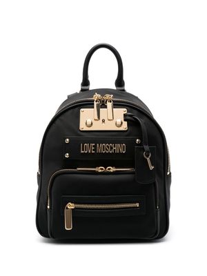 Love Moschino logo-lettering padlock backpack - Black