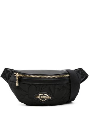 Love Moschino logo-lettering quilted belt bag - Black