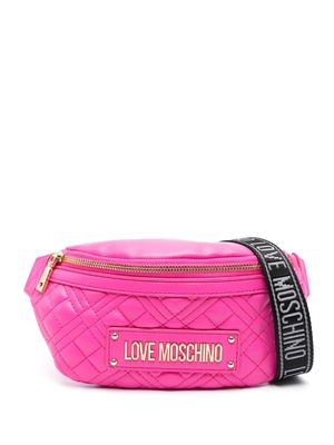 Love Moschino logo-lettering quilted belt bag - Pink