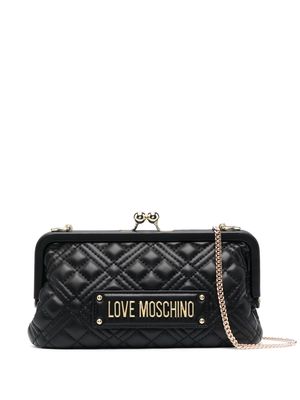 Love Moschino logo-lettering quilted clutch bag - Black