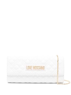 Love Moschino logo-lettering quilted clutch bag - White
