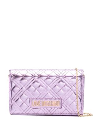 Love Moschino logo-lettering quilted crossbody bag - Purple