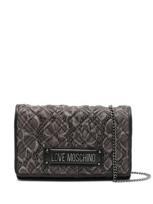 Love Moschino logo-lettering quilted lace bag - Black