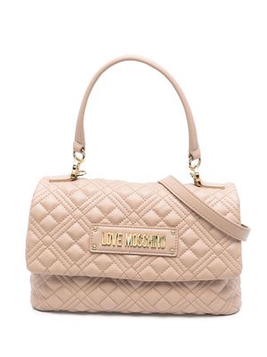 Love Moschino logo-lettering quilted tote bag - Neutrals