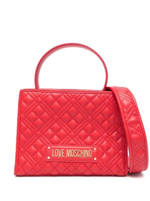 Love Moschino logo-lettering quilted tote bag - Red
