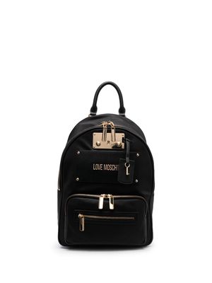 Love Moschino logo-lettering recycled-nylon backpack - Black