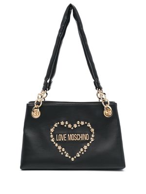Love Moschino logo-lettering shoulder bag - NERO
