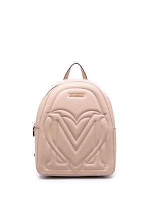 Love Moschino logo-lettering zipped backpack - Neutrals