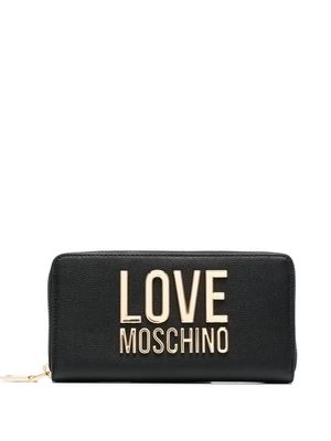 Love Moschino logo-lettering zipped wallet - Black