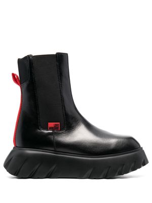 Love Moschino logo-patch ankle boots - Black