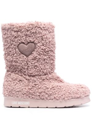 Love Moschino logo-patch faux-fur snow boots - Pink