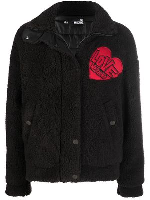 Love Moschino logo-patch funnel neck jacket - Black