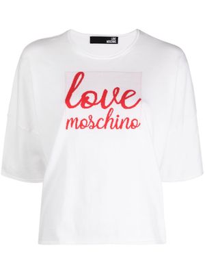 Love Moschino logo-patch half-sleeve T-shirt - White