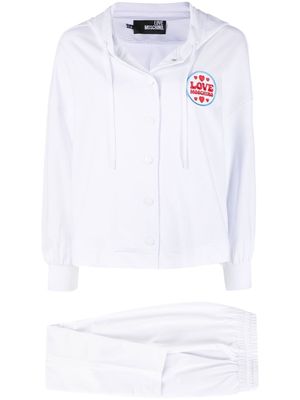 Love Moschino logo-patch hooded tracksuit - White