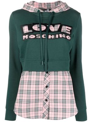 Love Moschino logo-patch layered hoodie - Green