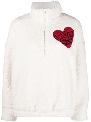 Love Moschino logo-patch zip-up jumper - White