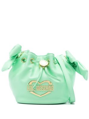 Love Moschino logo-plaque bucket bag - Green