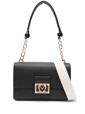 Love Moschino logo-plaque chain-link shoulder bag - Black