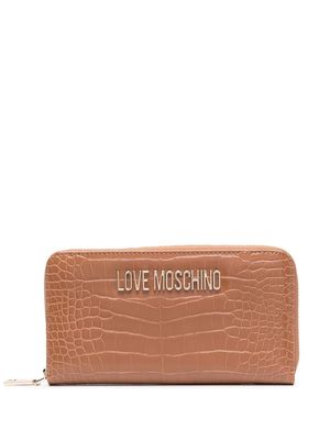 Love Moschino logo-plaque crocodile-effect wallet - Brown