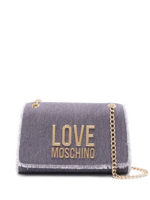 Love Moschino logo-plaque denim shoulder bag - Blue