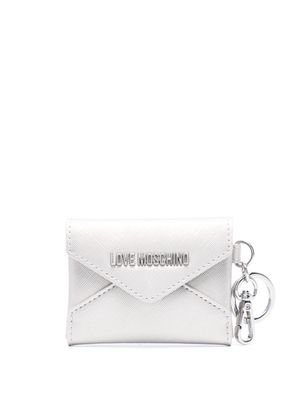 Love Moschino logo-plaque envelope purse - Silver