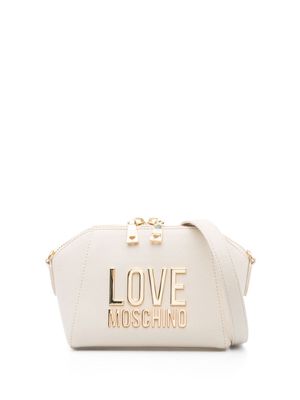 Love Moschino logo-plaque faux-leather crossbody bag - Neutrals