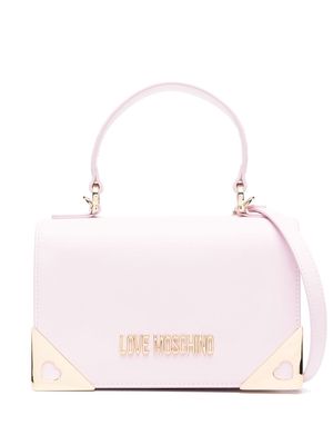 Love Moschino logo-plaque faux-leather tote - Pink